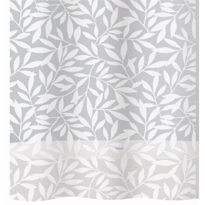 Suihkuverho Diaqua Peva Leaf harmaa/valkoinen 180 x 200 cm