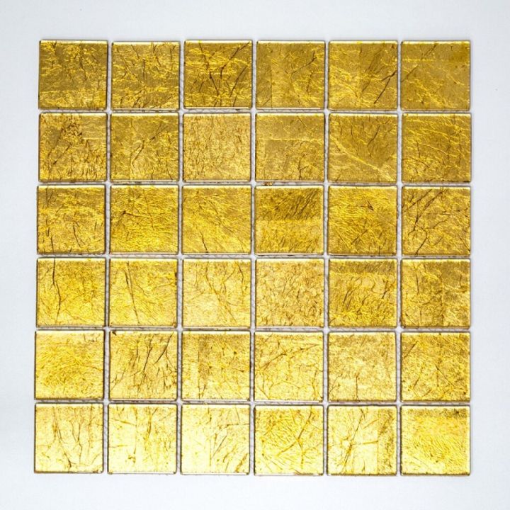 Mosaiikkilaatta Fliesen Quadrat Crystal Uni kultainen 30 x 30 cm