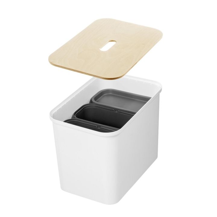 Lajitteluastiasetti Smartstore Collect 76 l Valkoinen Vanerikannella