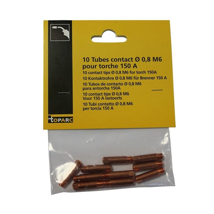 Kosketusputki Toparc 0,8 mm M6 150 A 10 kpl