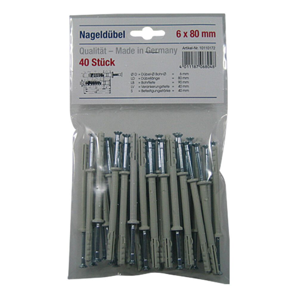 Naulatulppa 6 x 80 mm 40 kpl/pkt