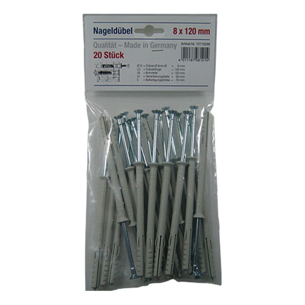 Naulatulppa 8 x 120 mm 20 kpl/pkt
