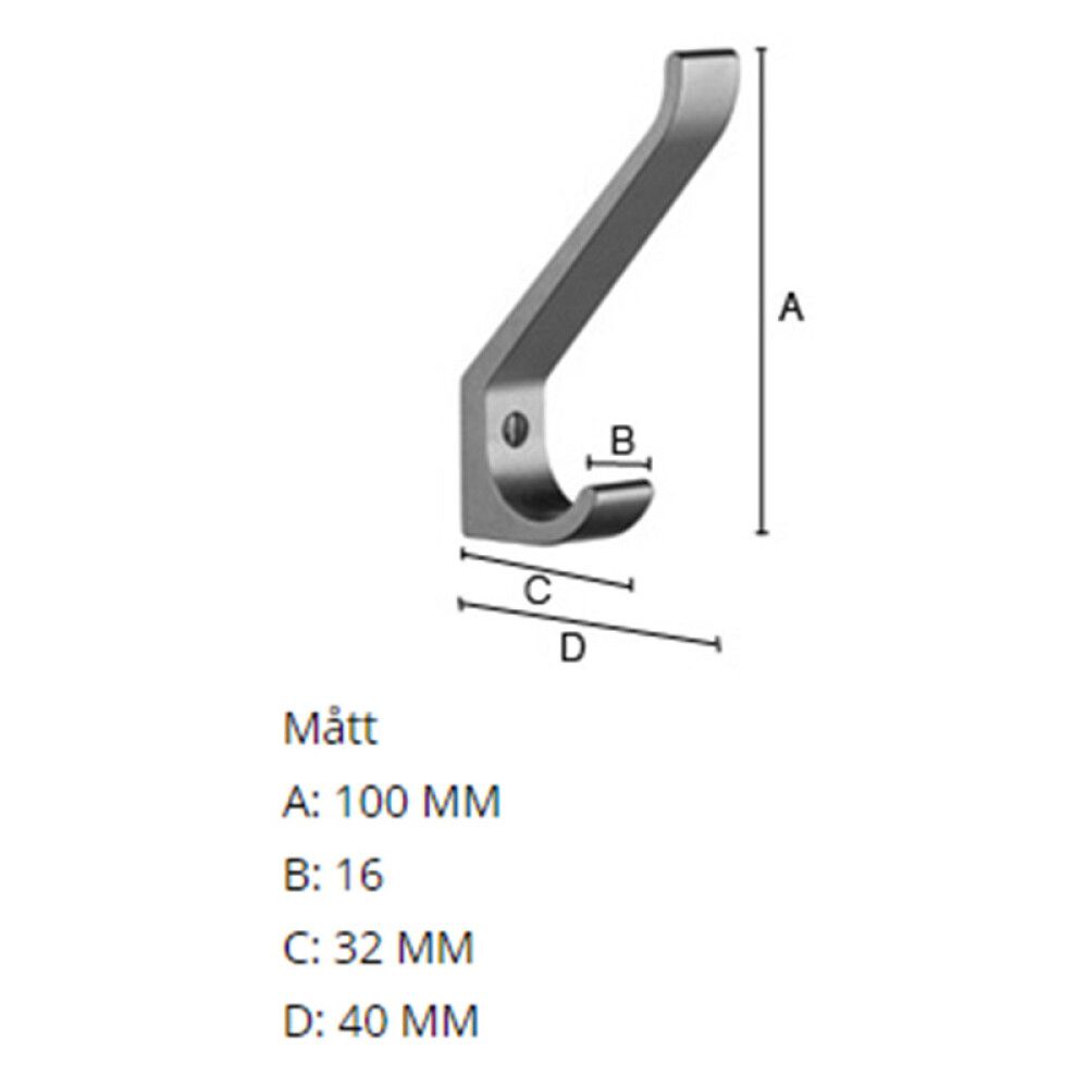 Hattukoukku Beslagsboden B1045 100 mm alumiini