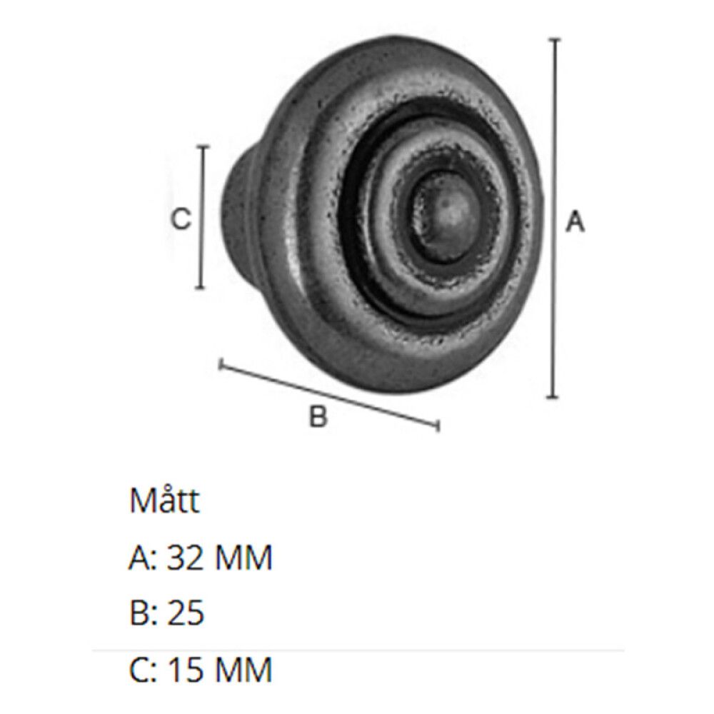 Nuppi Beslagsboden Antique BB080 32 mm Mattamusta