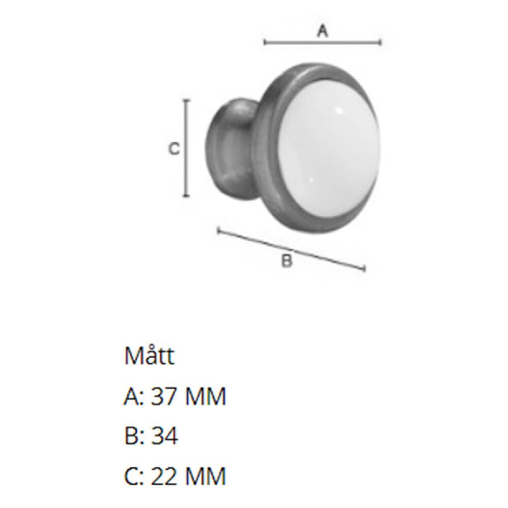 Nuppi Beslagsboden Tradition BA430 38 mm Antiikki messinki/posliini