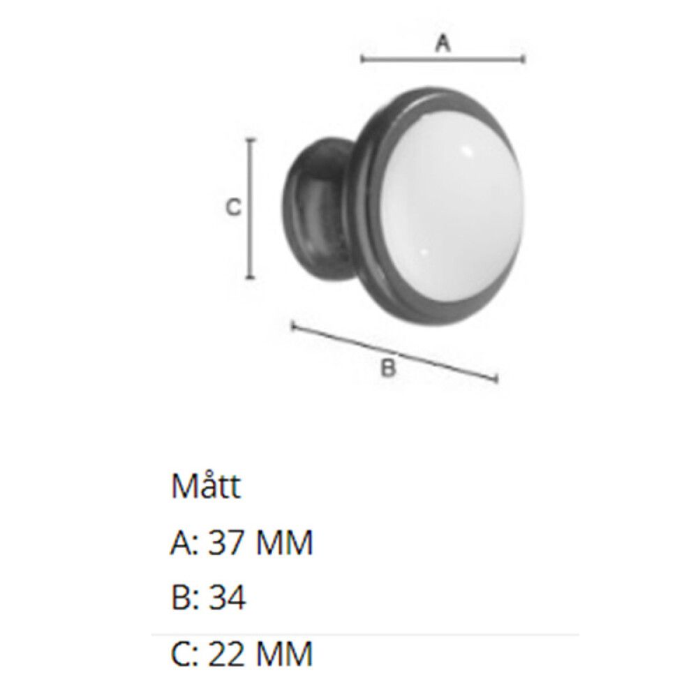Nuppi Beslagsboden Tradition BB430 38 mm Musta/posliini