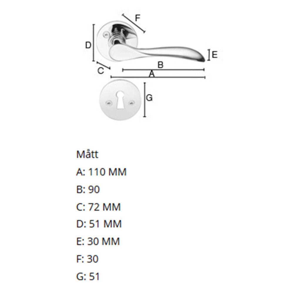 Väliovenpainike Beslagsboden Design B857KN Kiiltävä kromi