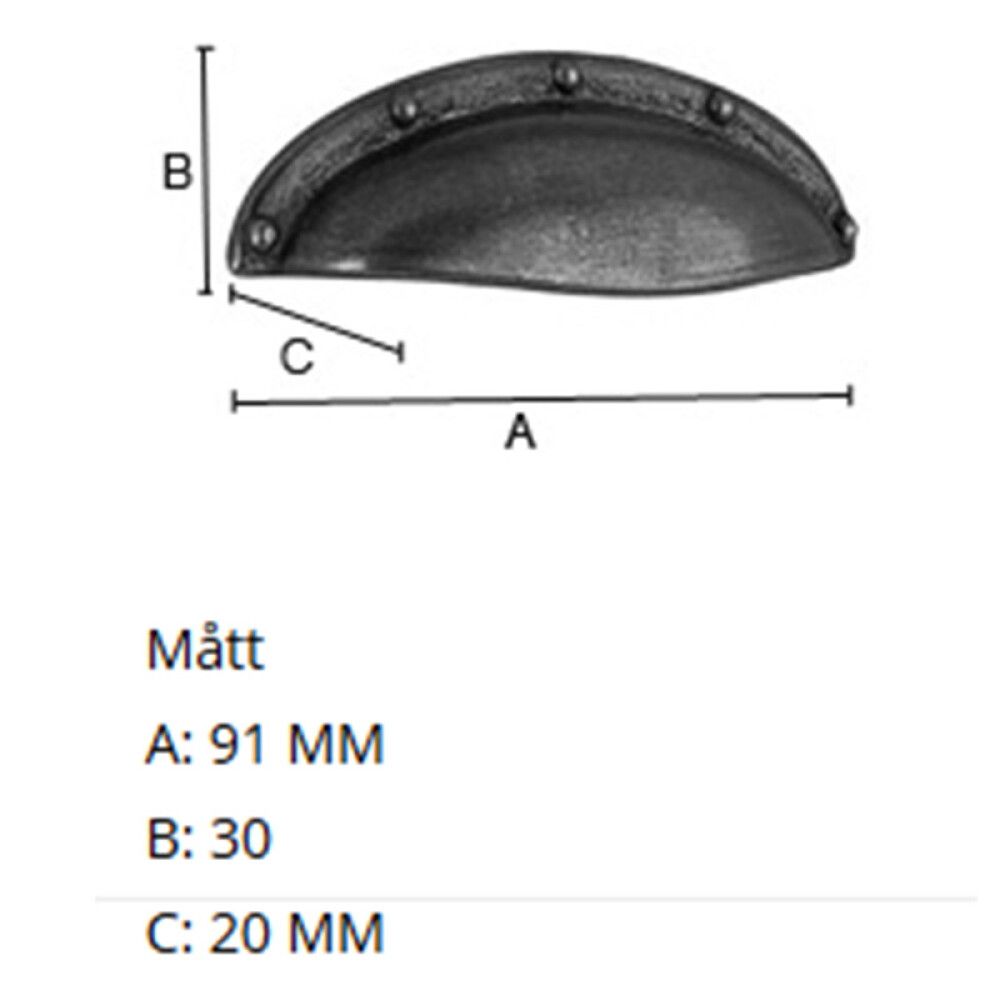 Kupuvedin Beslagsboden B574 64 mm Matta musta