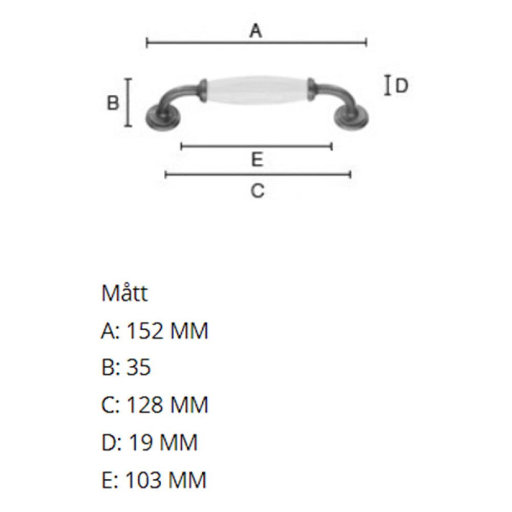 Kalustevedin Beslagsboden Tradition BA6291 128 mm Antiikkimessinki/valkoinen