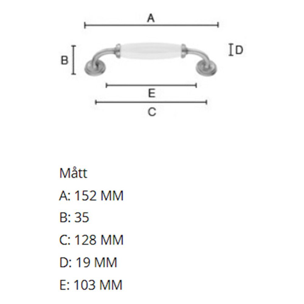 Kalustevedin Beslagsboden Tradition BC6291 128 mm Antiikkikupari/valkoinen
