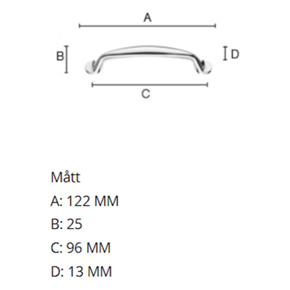 Kalustevedin Beslagsboden BK632 Kiillotettu kromi