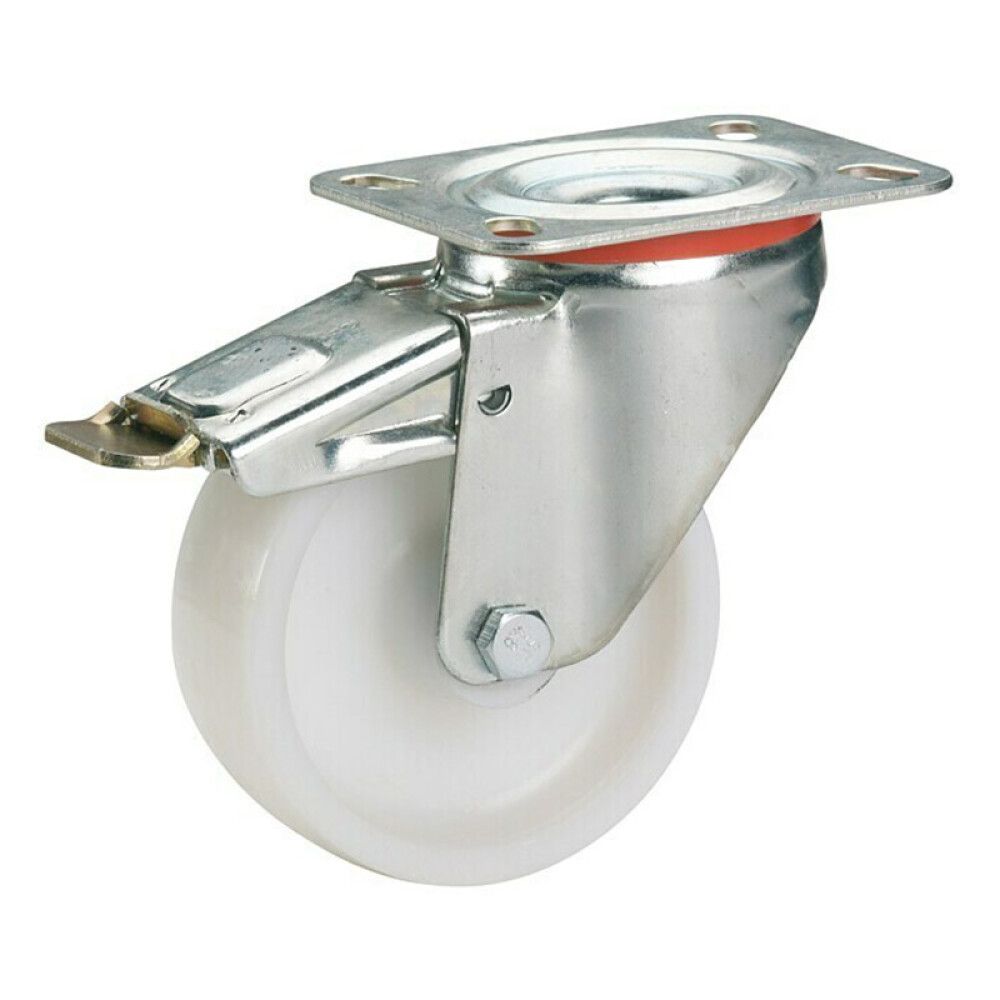 Kuljetuspyörä Jarrulla Ø 125 mm Valkoinen