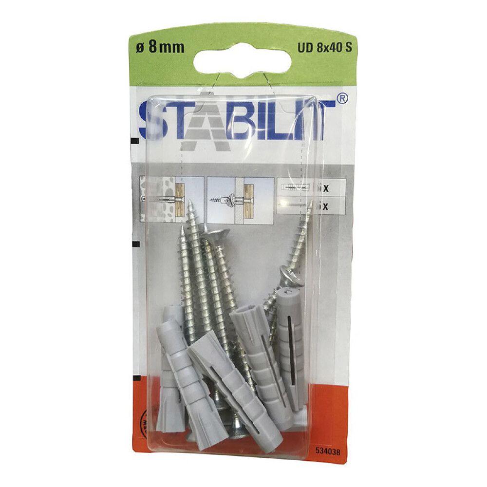 Yleistulppa ja ruuvit Stabilit 8 x 40 mm 6 kpl
