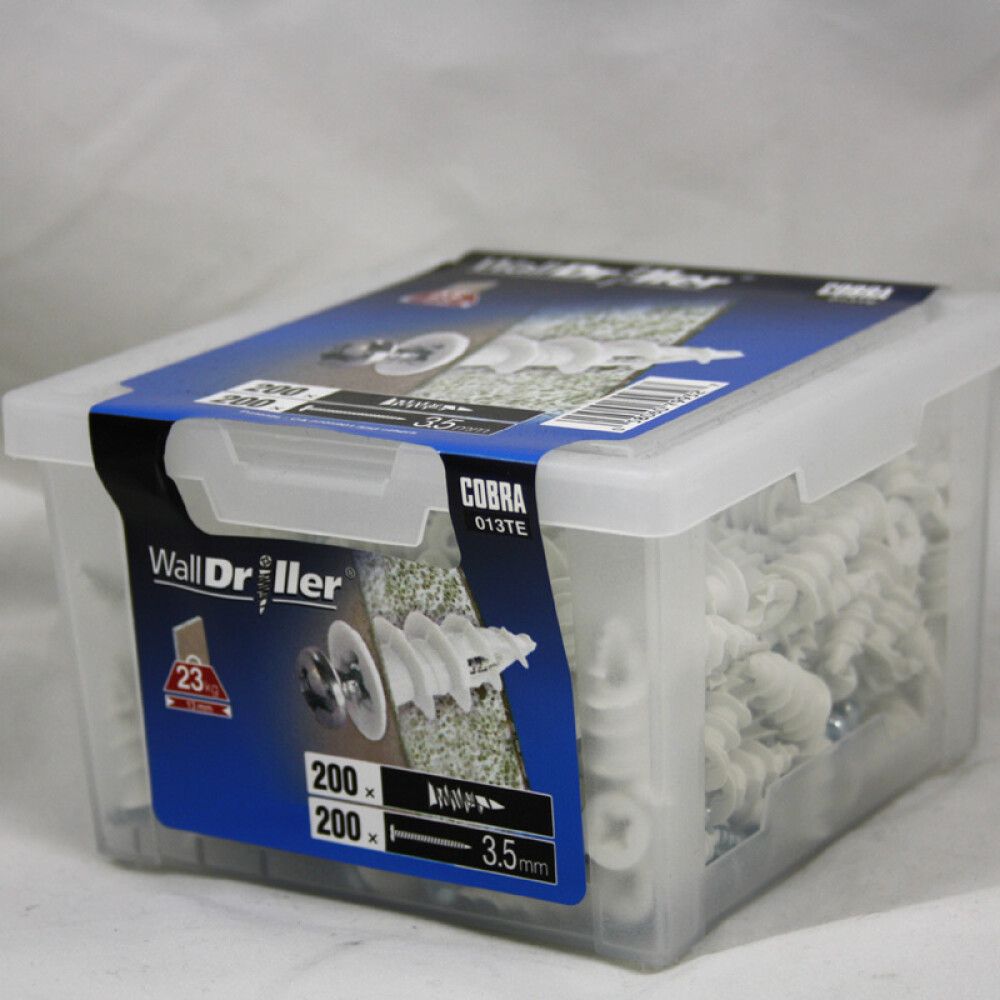 Kipsilevytulppa Cobra 013T valkoinen 200 kpl/pkt