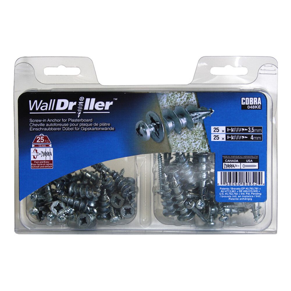 Kipsilevytulppa Zn 4 mm 25 kpl