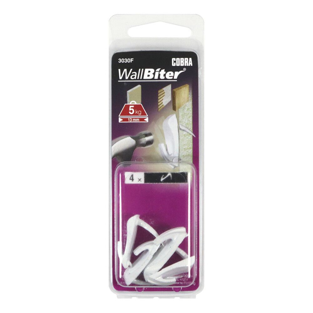 Kuvakoukku naulalla valkoinen 4 kpl