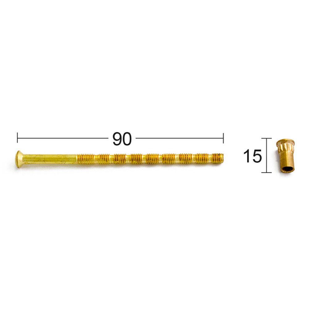Katkouraruuvi hylsymutterilla Habo M5 4-90-8 Kiiltävä messinki 2 kpl/pkt