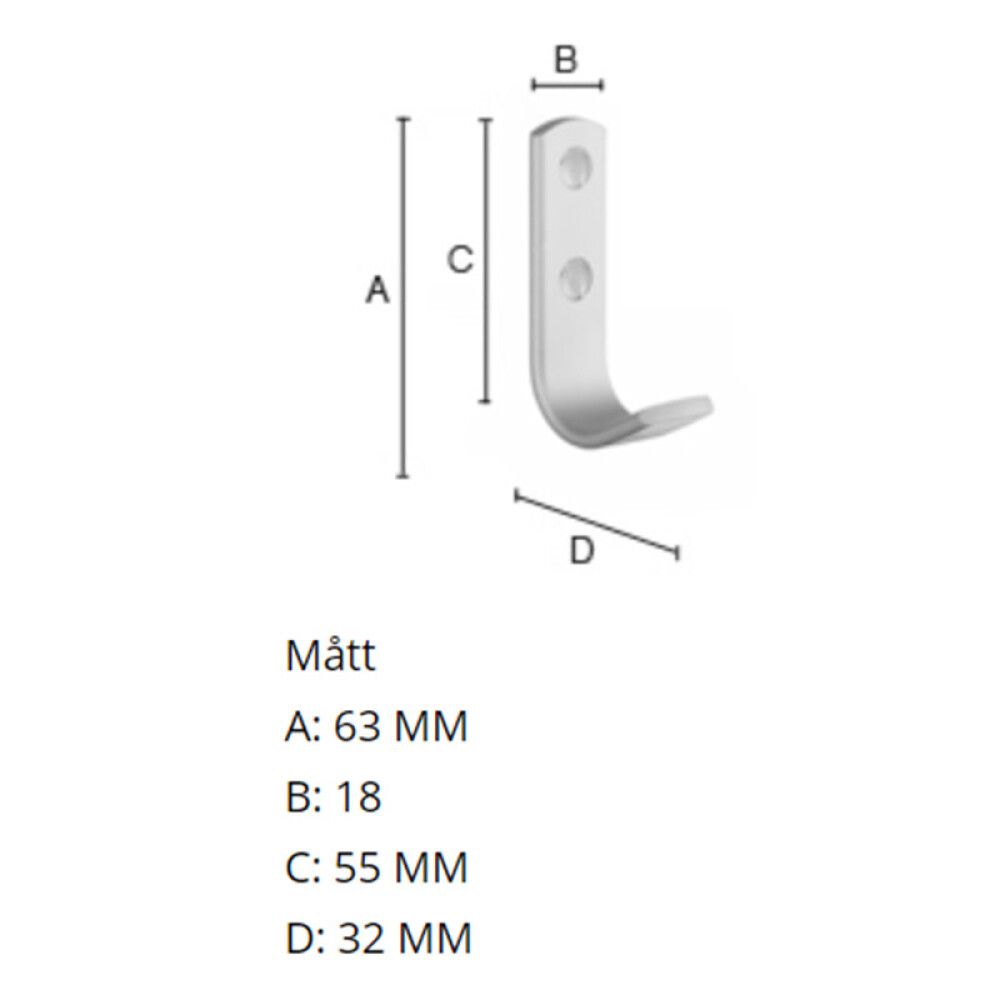 Koukku Beslagsboden BX1043 Lakattu Valkoinen Alumiini