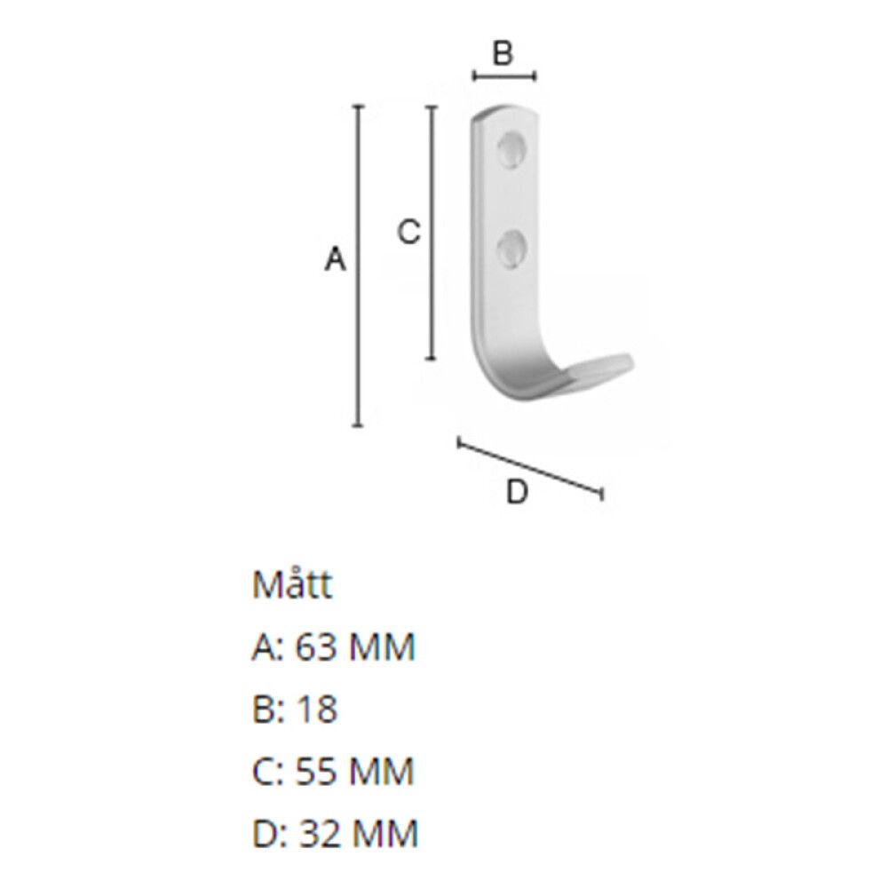 Koukku Beslagsboden B1043 Alumiini