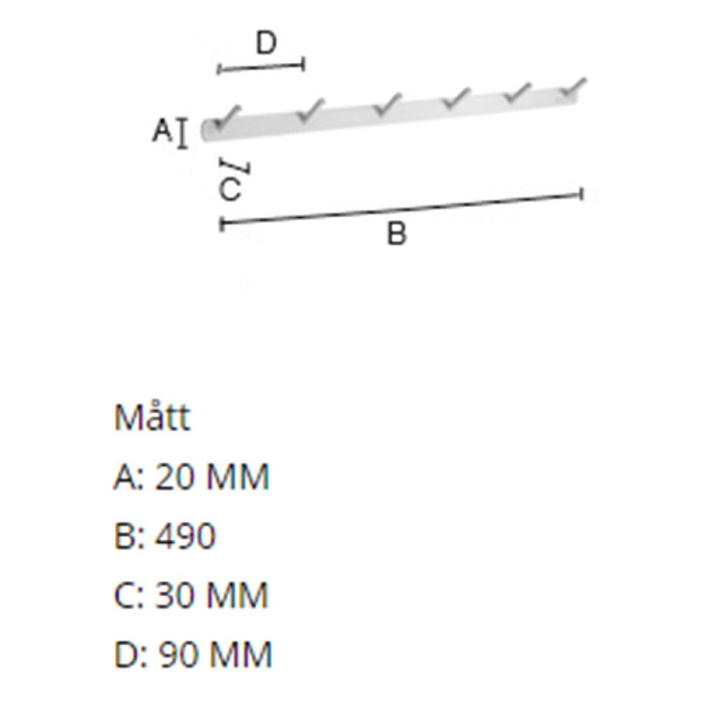 Koukkulista Beslagsboden B1065 6-koukkua