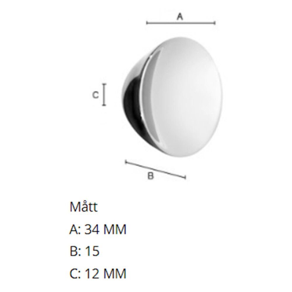 Nuppi Beslagsboden Modern BK464 34 mm Kiillotettu Kromi