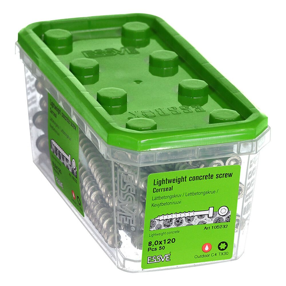 Kevytbetoniruuvi Essve I-P 8 x 120 CS(50)