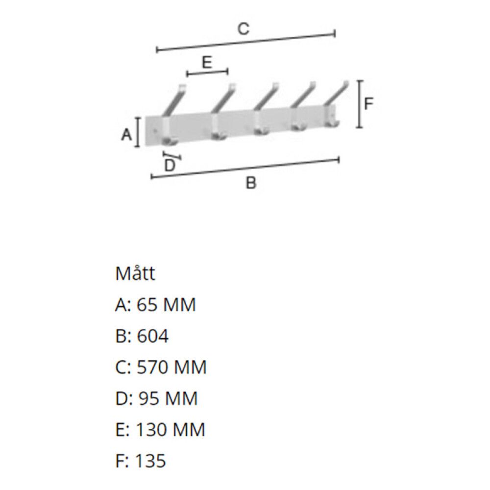 Naulakko Beslagsboden 5-os. BX1074 Valkoinen/Harjattu Alumiini