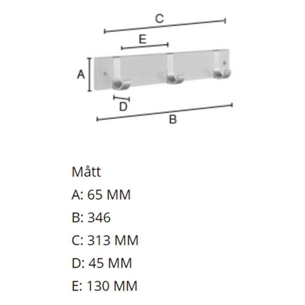 Koukkulista Beslagsboden 3-os Valkoinen/Harjattu Alumiini