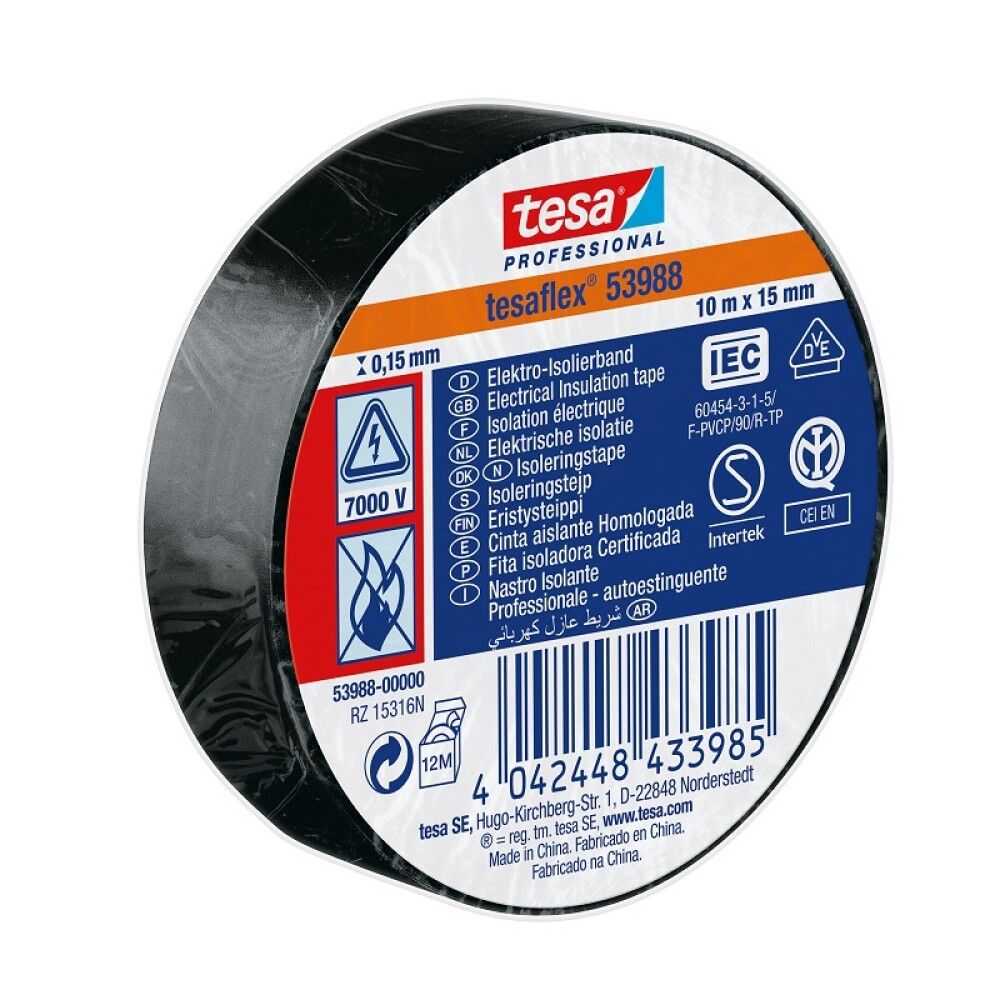 Eristysteippi Tesa Musta 10 m x 15 mm