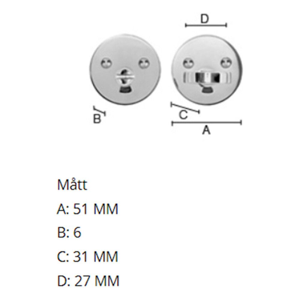 WC-Vääntönuppi Beslagsboden Design Harjattu  kromi