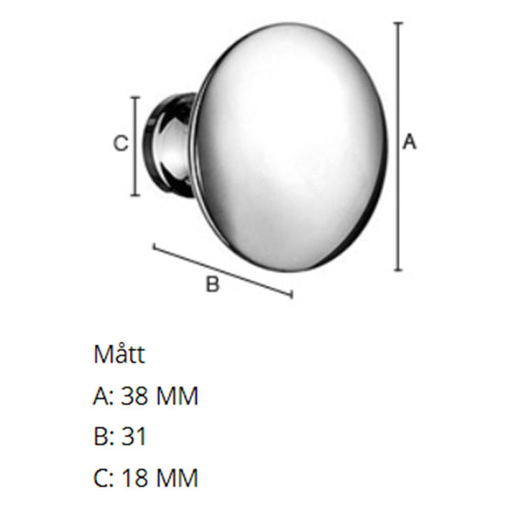 Nuppi Beslagsboden Modern BK207M 38 mm Harjattu Kromi