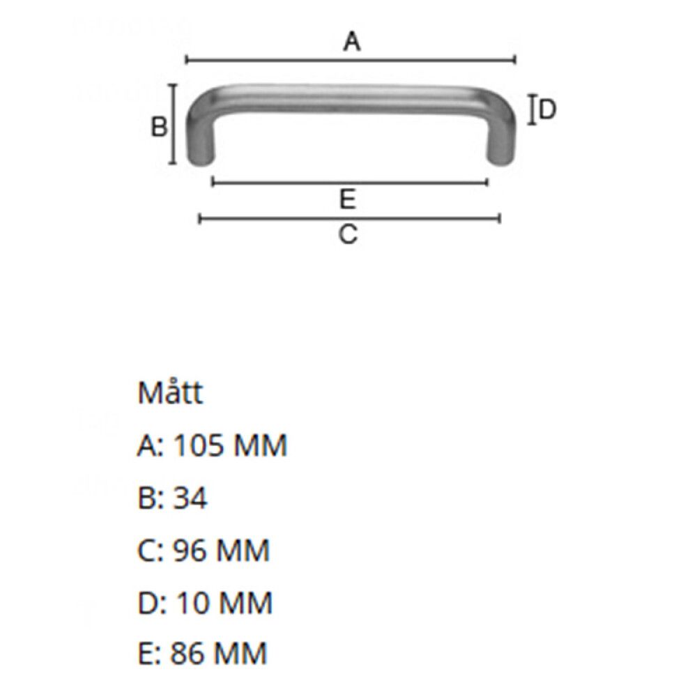 Kalustevedin Beslagsboden Basic B265 96 mm Harjattu Kromi