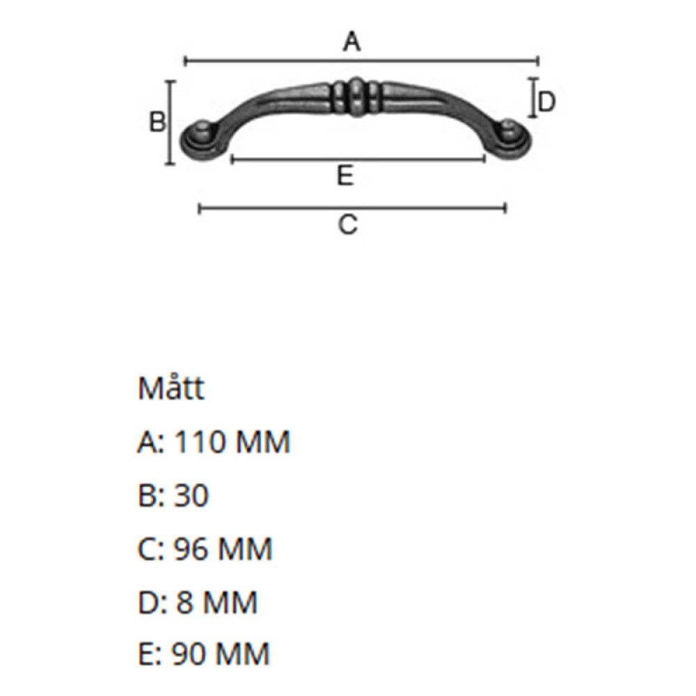 Kalustevedin Beslagsboden B542 Antiikkimessinki 96 mm