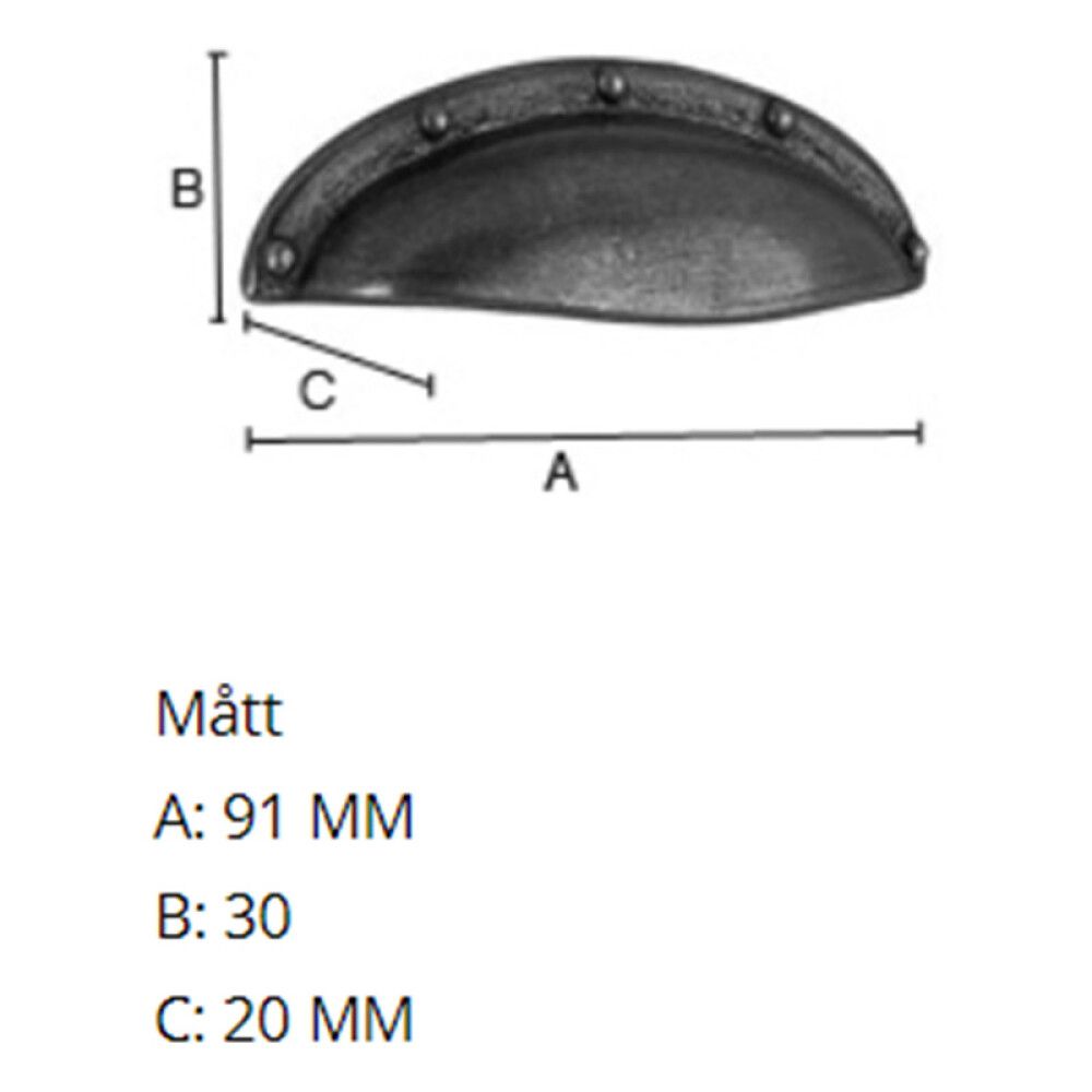 Kupuvedin Beslagsboden B570 64 mm Antiikkimessinki