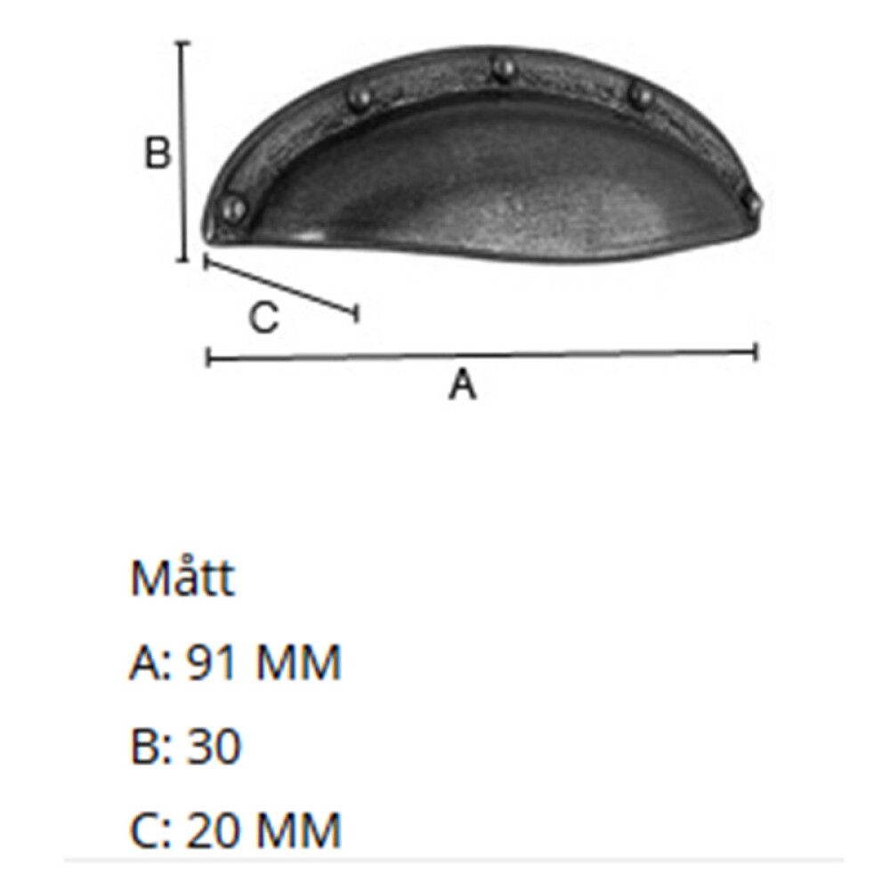 Kupuvedin Beslagsboden B571 64 mm Tinattu