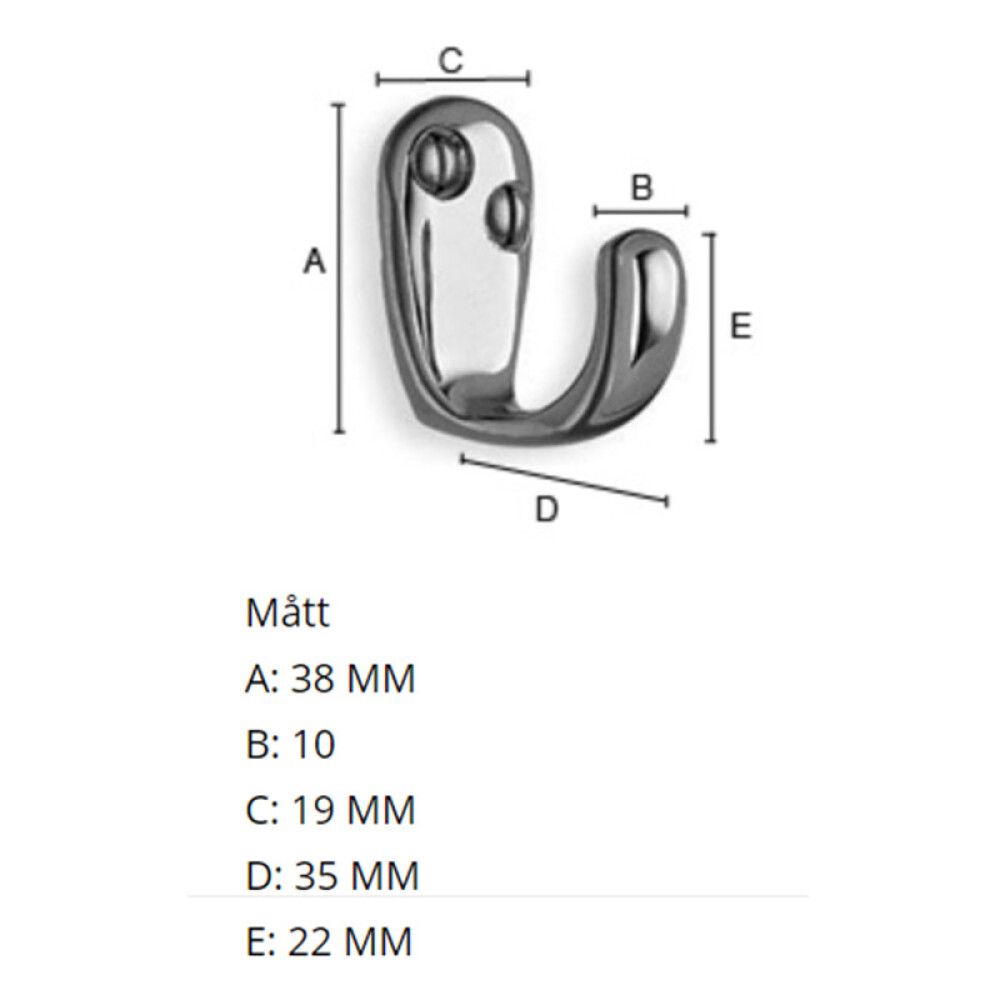 Koukku Beslagsboden BX245 38 mm valkoinen