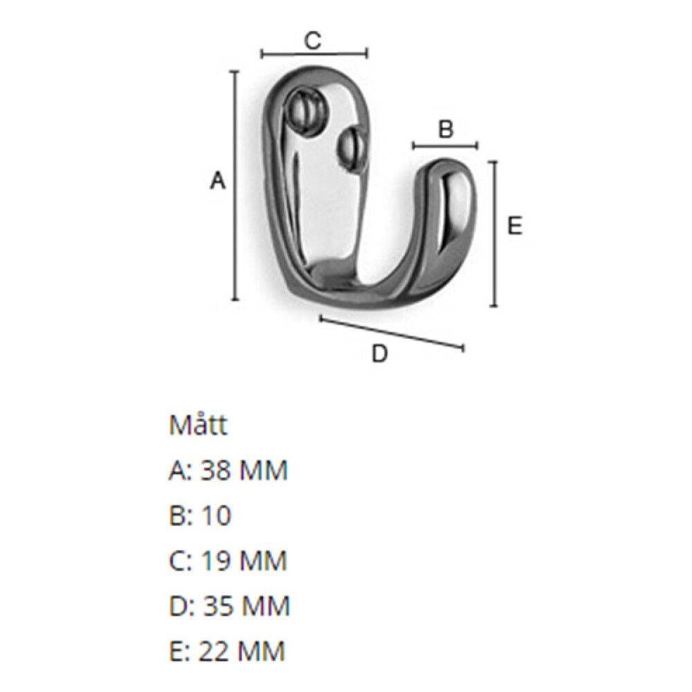 Seinäkoukku Beslagsboden BK245 38 mm kromi