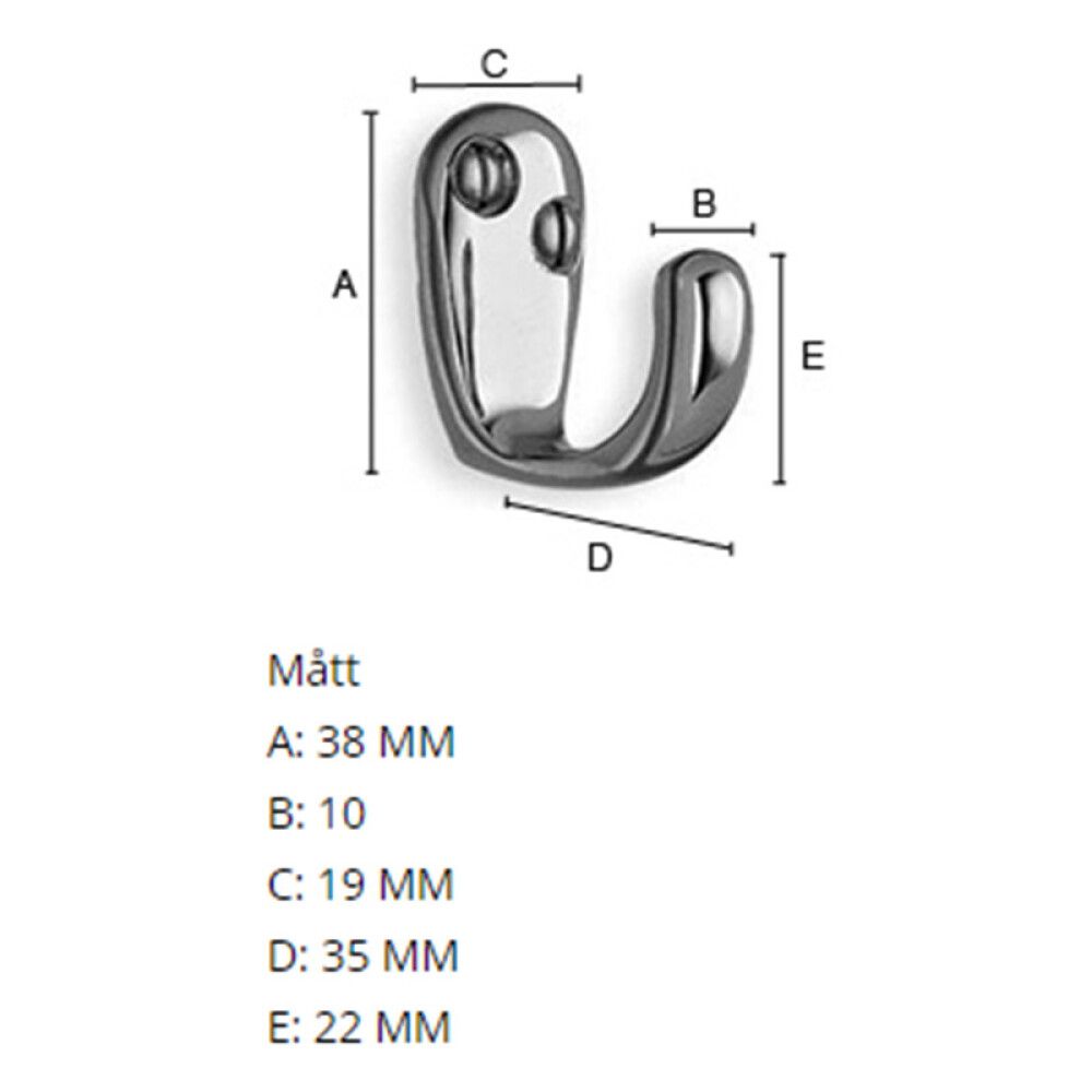 Koukku Beslagsboden BK245M 38 mm mattakromi