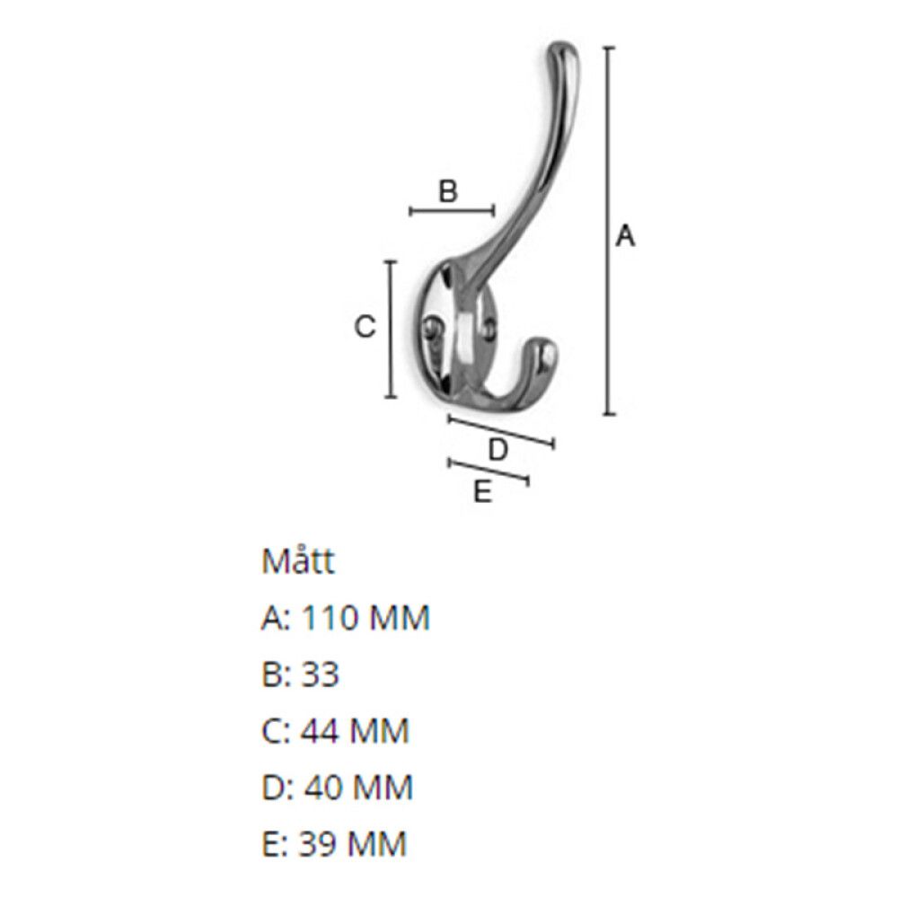Hattukoukku Beslagsboden BK247 110 mm kiiltävä kromi
