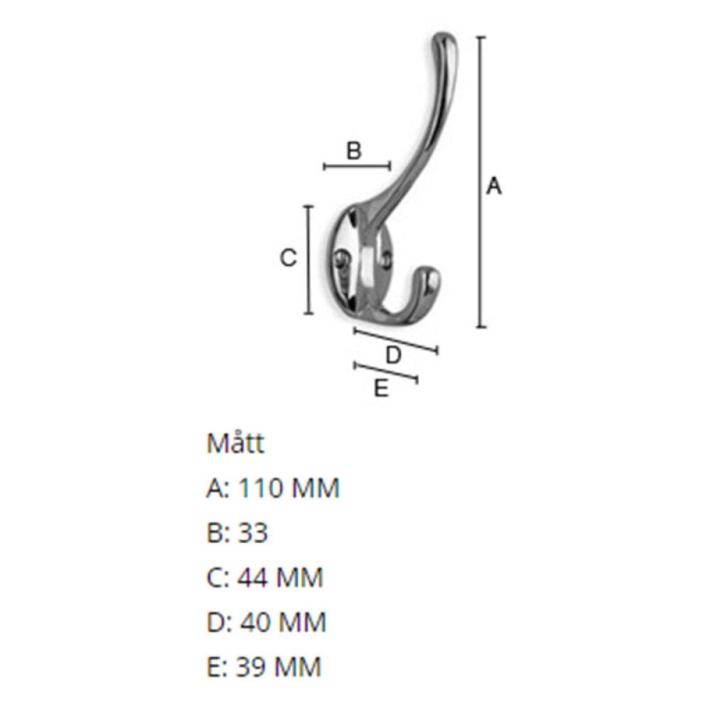 Hattukoukku Beslagsboden BK247M 110 mm mattakromi