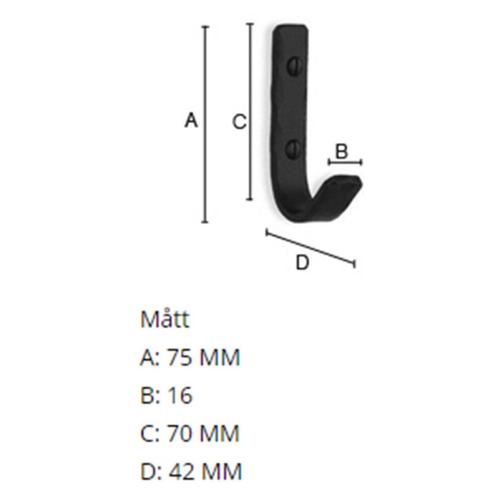 Koukku Beslagsboden B051 70 mm takorauta