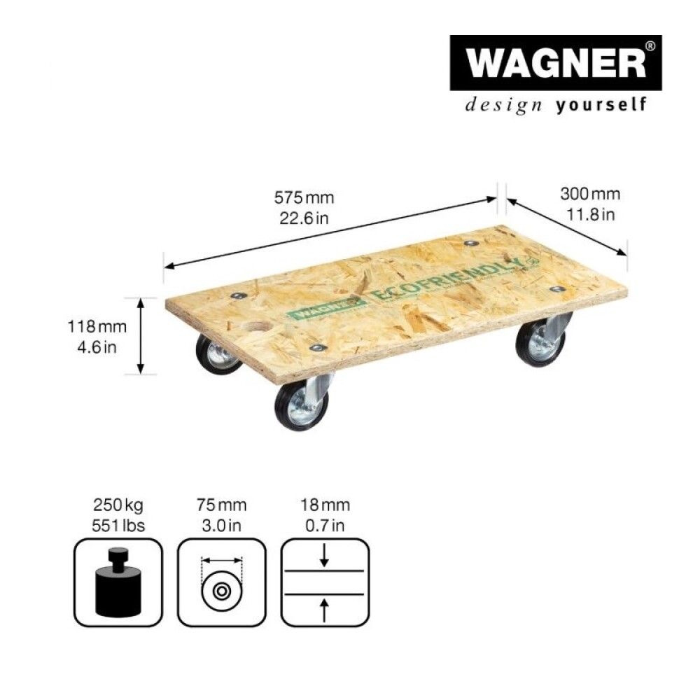 Kuljetusalusta MM 1140 57,5 x 30 cm 250 kg