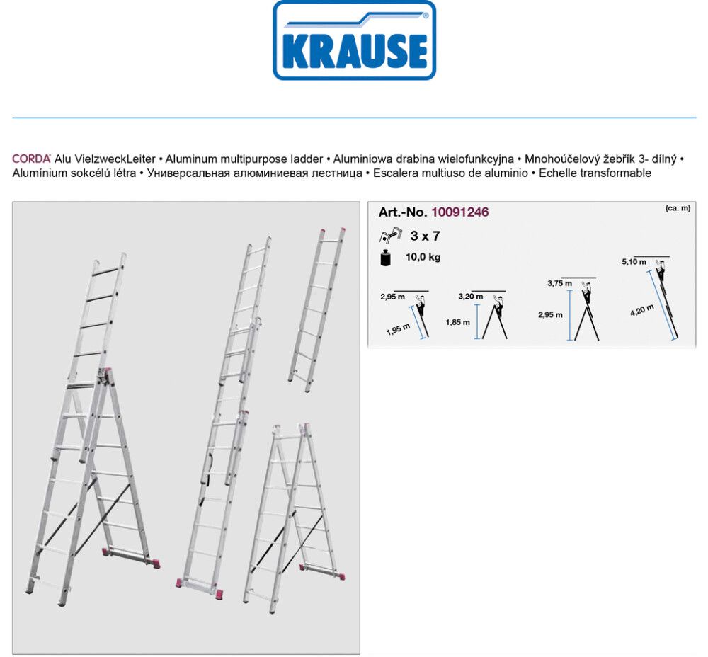 Monitoimitikkaat Krause Corda Alumiini 3 x 7