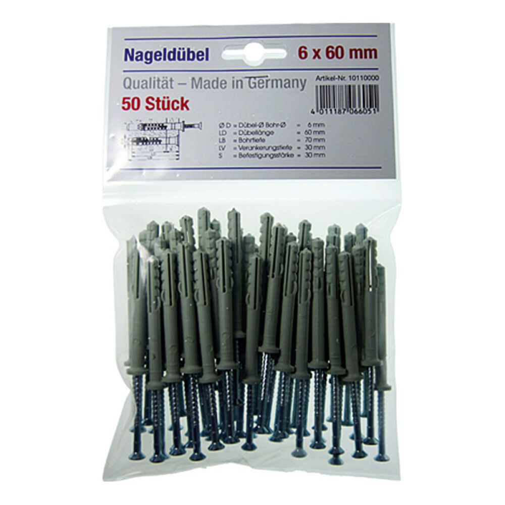 Naulatulppa 6 x 60 mm 50 kpl/pkt