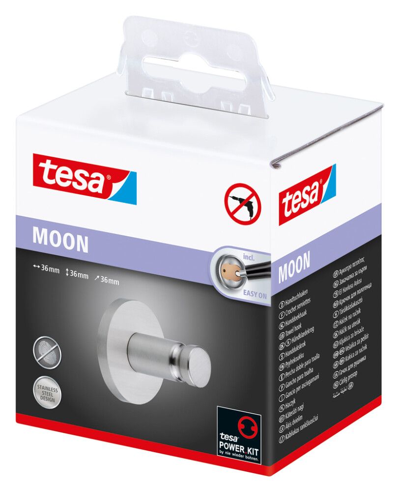 Pyyhekoukku tesa® Moon Ø 3,7 cm Kromi