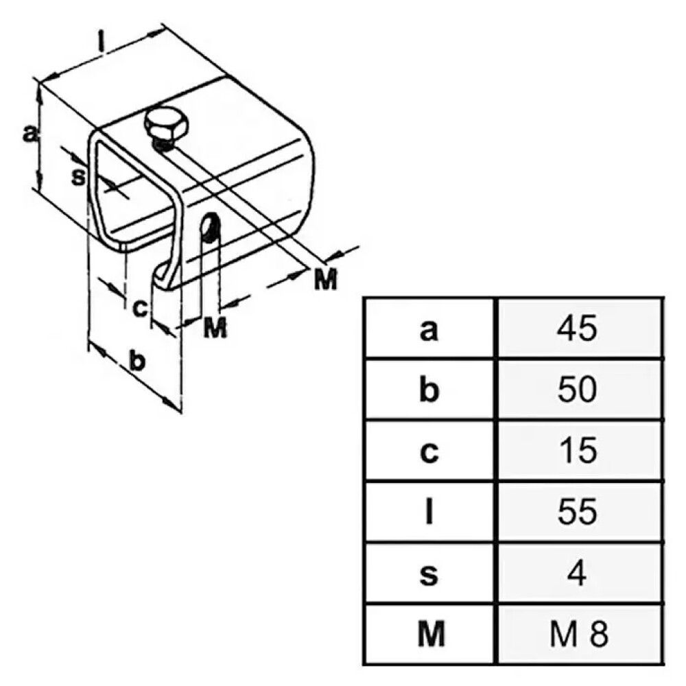 Kiinnike hitsauskiinnitykseen HBS BETZ kiskotyypille 30