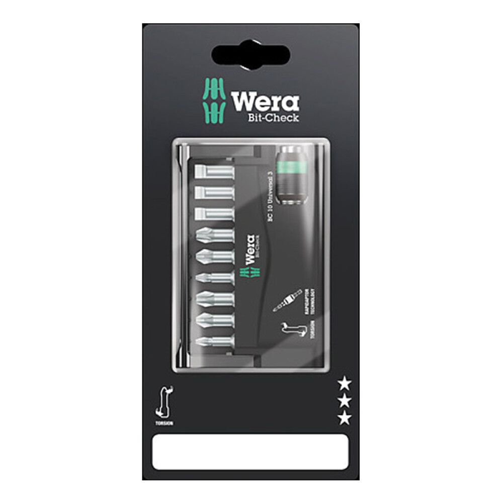 Ruuvauskärkisarja Wera Bit-Check 10 Universal 3 10-os