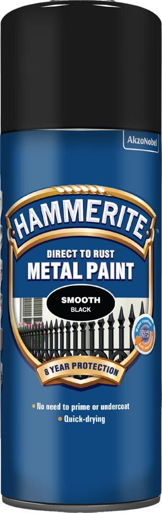 Metallimaali Hammerite Smooth Finish musta 0,4 l