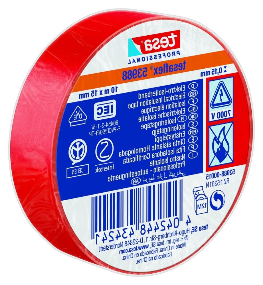 Eristysteippi Tesa Punainen 10 m x 15 mm