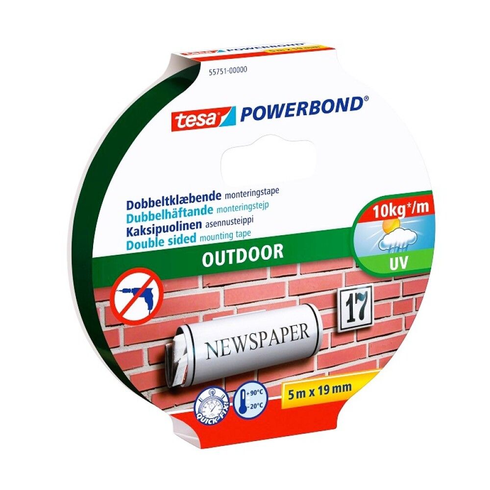 Asennusteippi Tesa PowerBond Outdoor 5 m x 19 mm